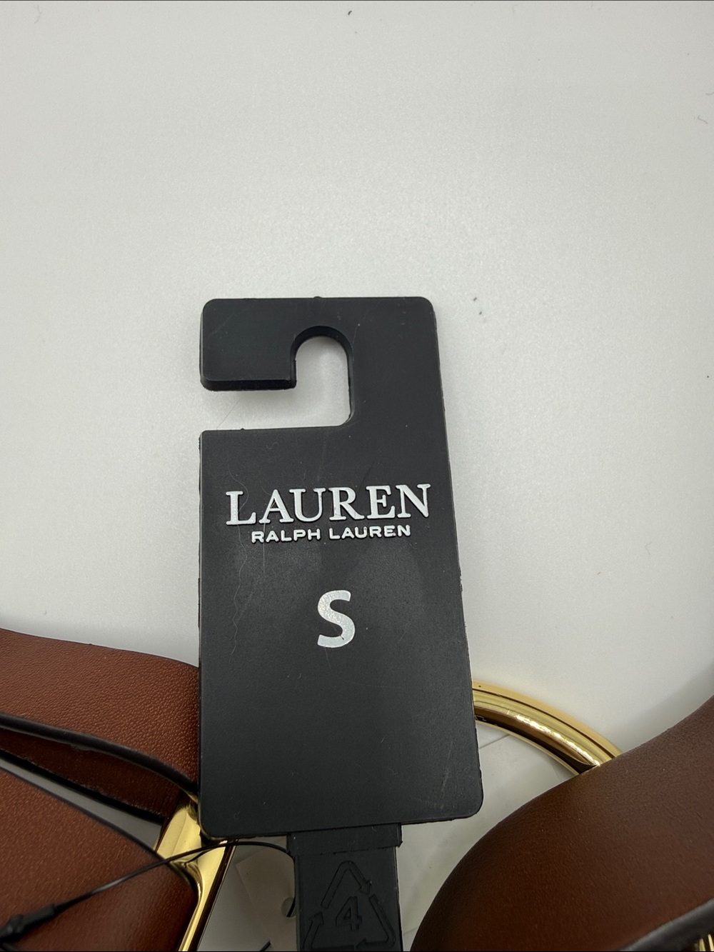 Lauren Ralph Lauren Brown Leather Ring-Link Waist Belt with Gold Hardware Sz S - Picture 2 of 5